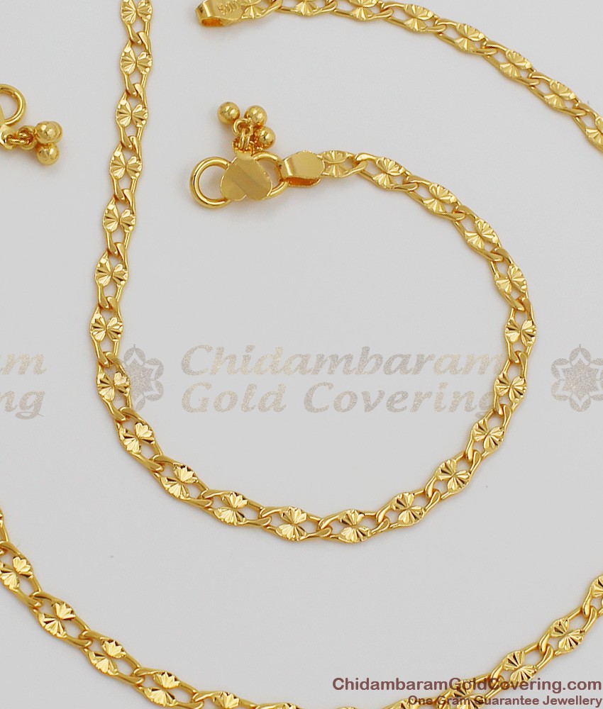 11 Inch Infinity Link Pattern Gold Anklets Models For Girls ANKL1016