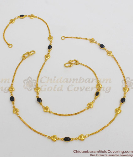Gold anklet hotsell with black beads
