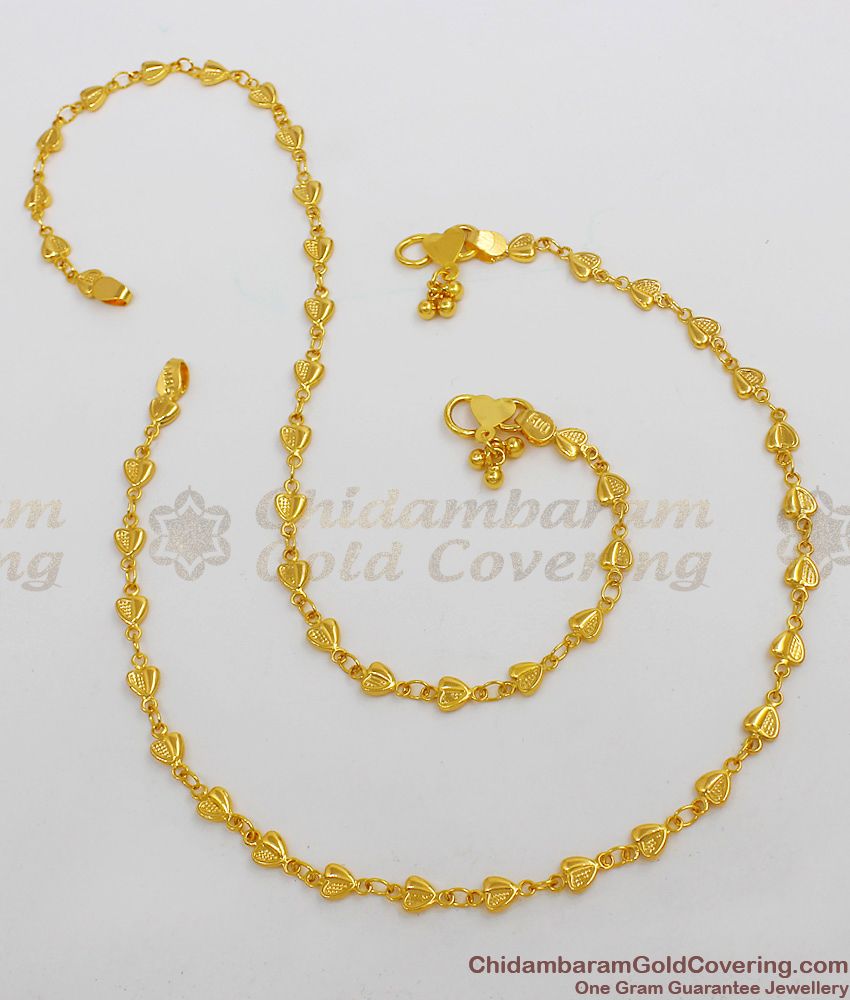 11 Inch Gold Heart Anklet Lovely Model For Girls Trendy Jewelry Collections ANKL1025