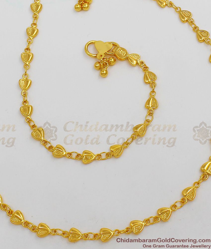 11 Inch Gold Heart Anklet Lovely Model For Girls Trendy Jewelry Collections ANKL1025