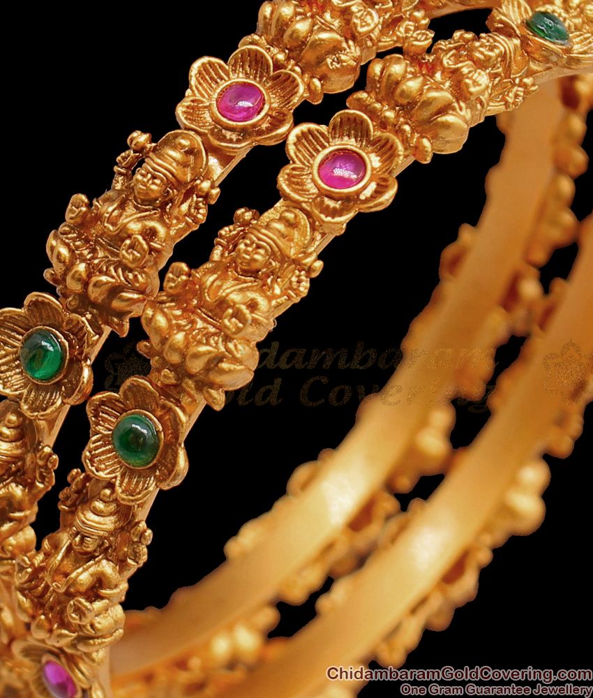 BR1421-2.4 Size Premium Antique Finish Nagas Collections Temple Jewelry Bangles