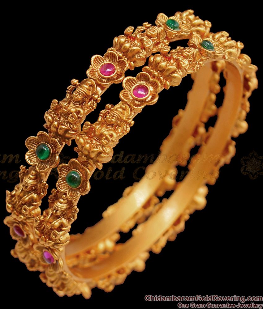 BR1421-2.8 Size Premium Antique Finish Nagas Collections Temple Jewelry Bangles