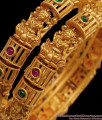 BR1423-2.6 Size Premium Antique Nagas Work Kemp Stone Lakshmi Bangles