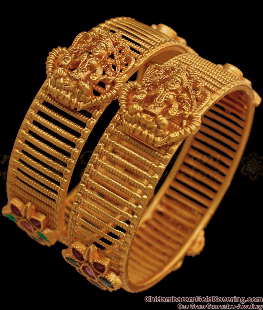 BR1525-2.4 Size First Quality Antique Kada Bangles Collection With Kemp Stone