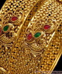 BR1539-2.6 Size High Quality Temple Wear Antique Gold Kada Bangle Online