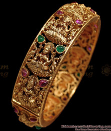 BR1616-2.10 Premium Antique Lakshmi Bangles Single Screw Type Kada Bridal Wear BR1616-2.10 Premium Antique Lakshmi Bangles Single Screw Type Kada Bridal Wear