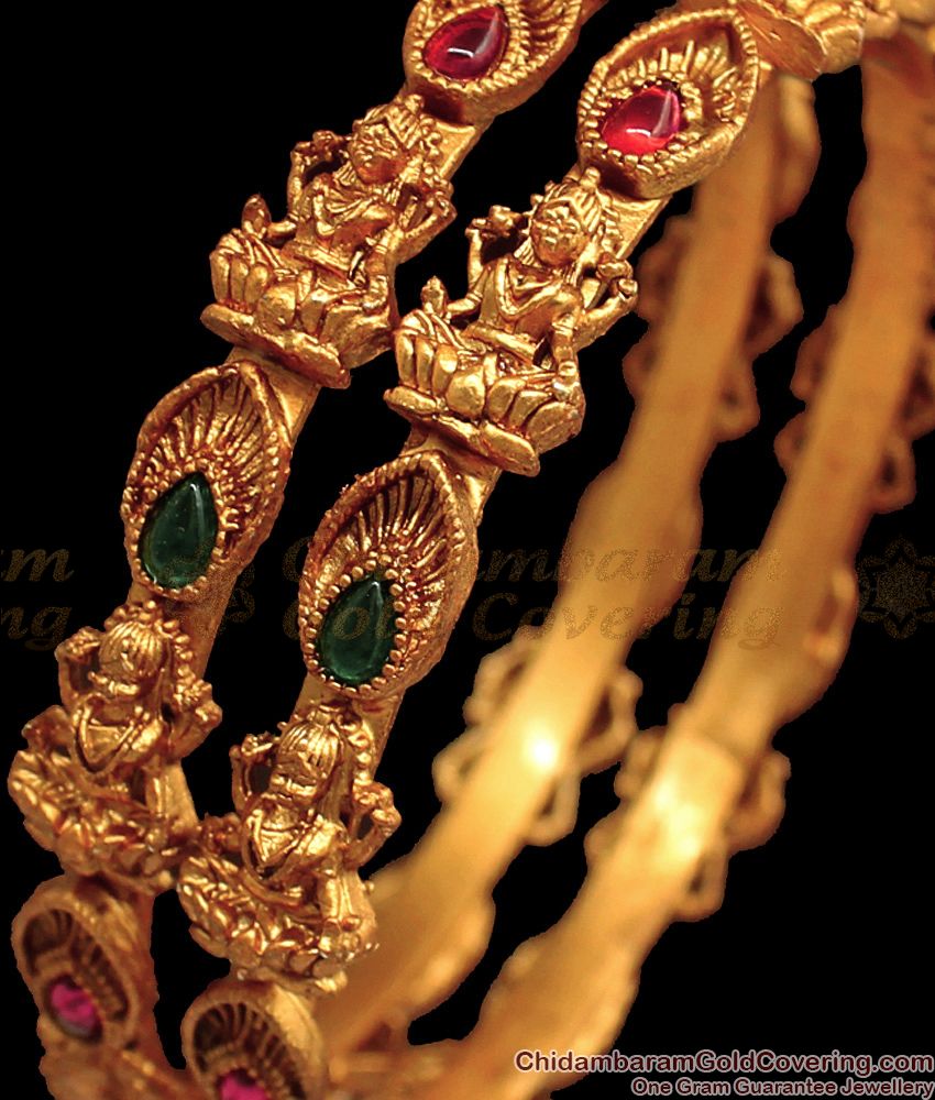 BR1618-2.4 Size Premium Antique Nagas Collections Temple Jewelry Bangles