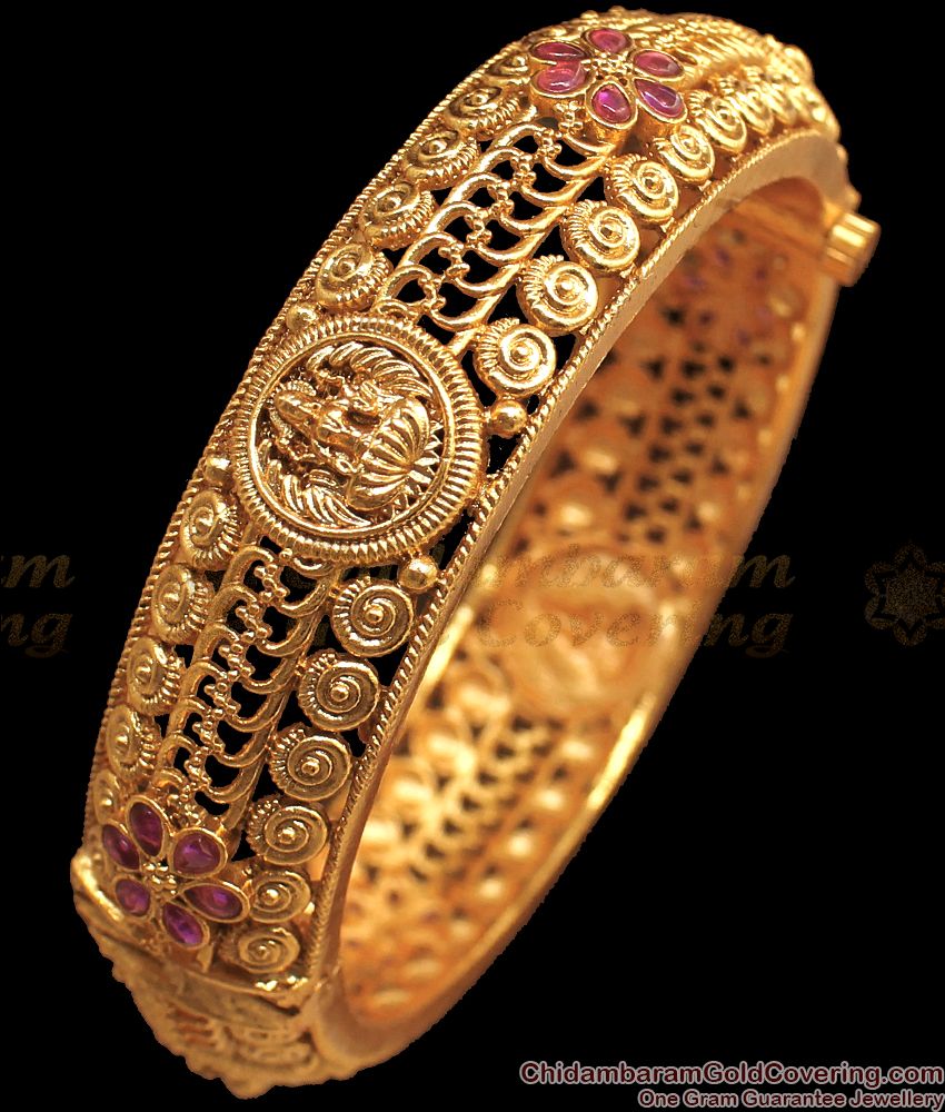 BR1690-2.6 Premium Antique Lakshmi Bangles Single Screw Type Kada Bridal Wear