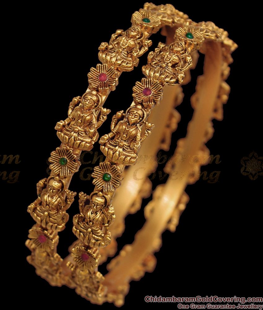 BR1804-2.8 Size Antique Bangles Lakshmi Design Set of Two Shop Online