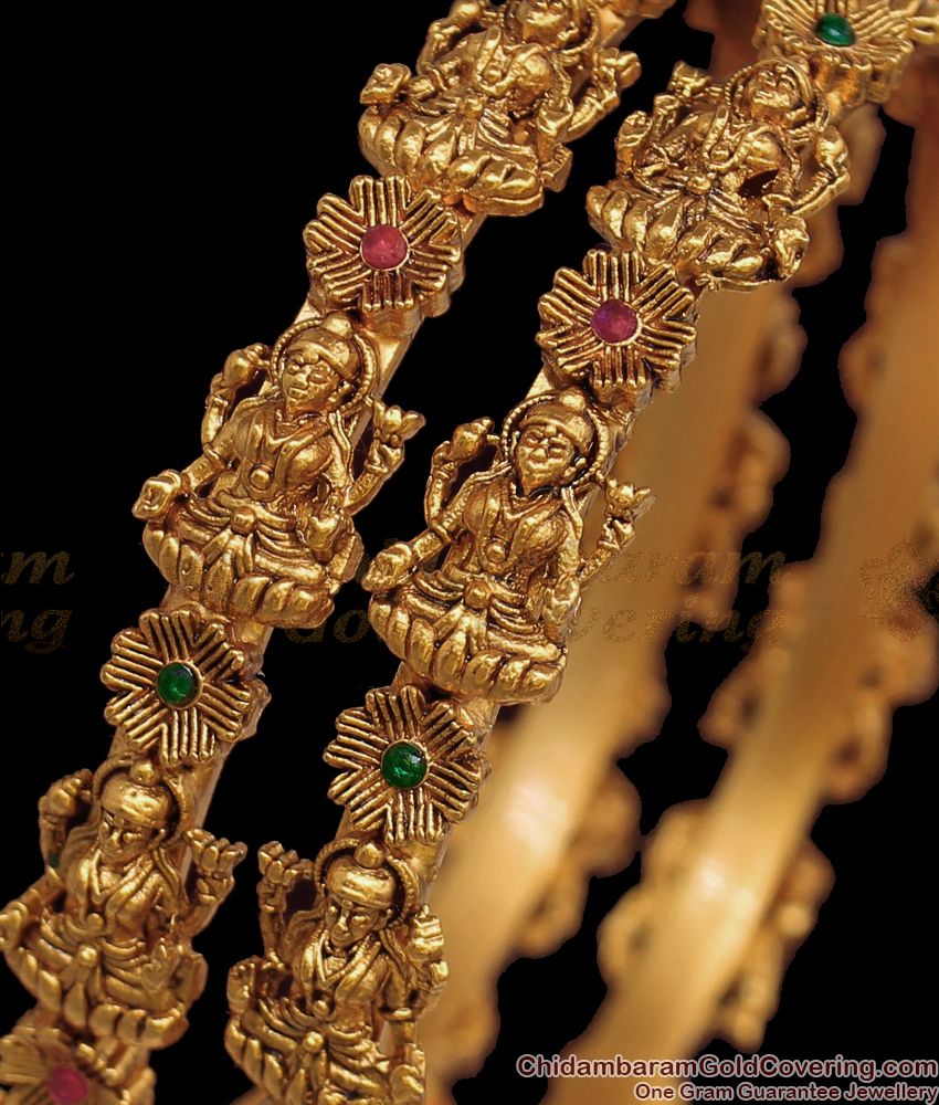 BR1804-2.8 Size Antique Bangles Lakshmi Design Set of Two Shop Online