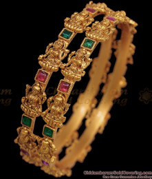 BR1805-2.8 Size Gold Antique Laskhmi Bangle Traditional Wear Temple Jewelry BR1805-2.8 Size Gold Antique Laskhmi Bangle Traditional Wear Temple Jewelry