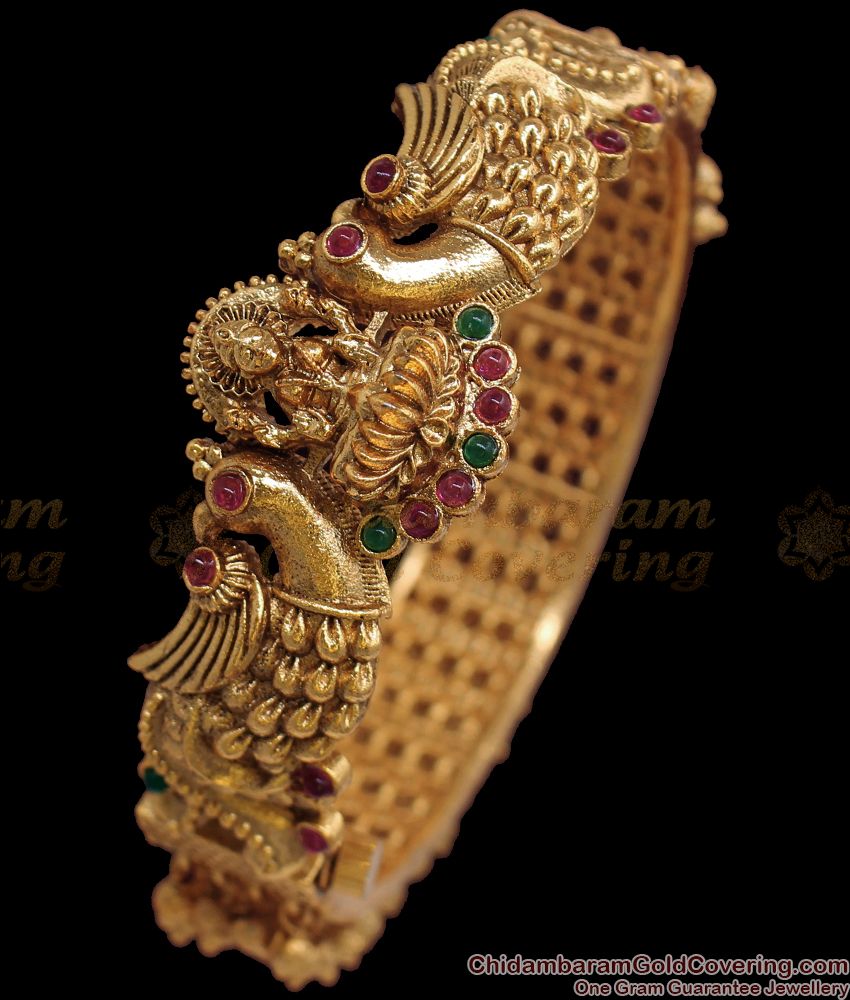 BR1807-2.6 Size Screw Type Premium Antique Bangle Single Kada Beads Cluster