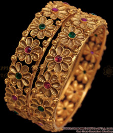 BR1809-2.4 Size Set of Two Premium Antique Bangle Bridal Collections BR1809-2.4 Size Set of Two Premium Antique Bangle Bridal Collections