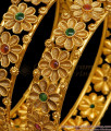 BR1809-2.8 Size Beautiful Floral Ad Stone Antique Bangle Bridal Jewelry