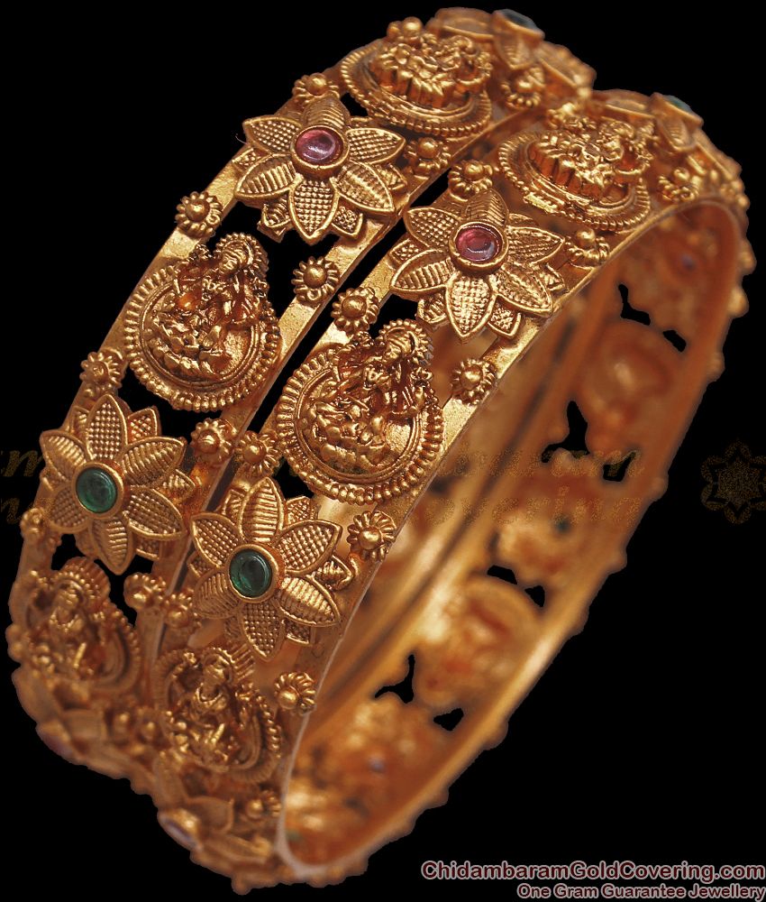 BR1852-2.8 Size Premium Antique Temple Jewelry Bangles Lakshmi Design