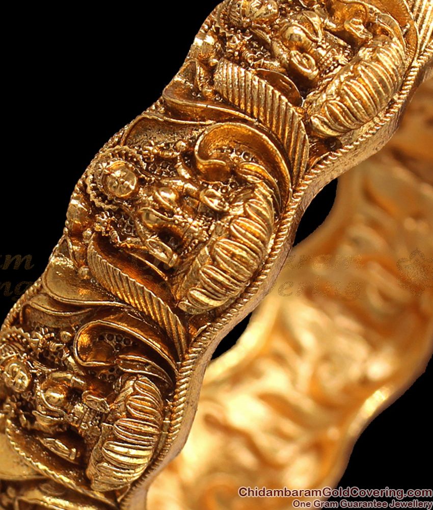 BR1879-2.8 Size Premium Temple Jewellery Screw Kada Bangles Goddess Lakshmi Design