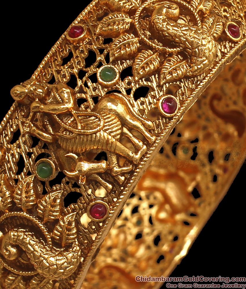 BR1882-2.6 Size Premium Antique Radhe Krishna Bangle Screw Type Nagas Jewelry Collections