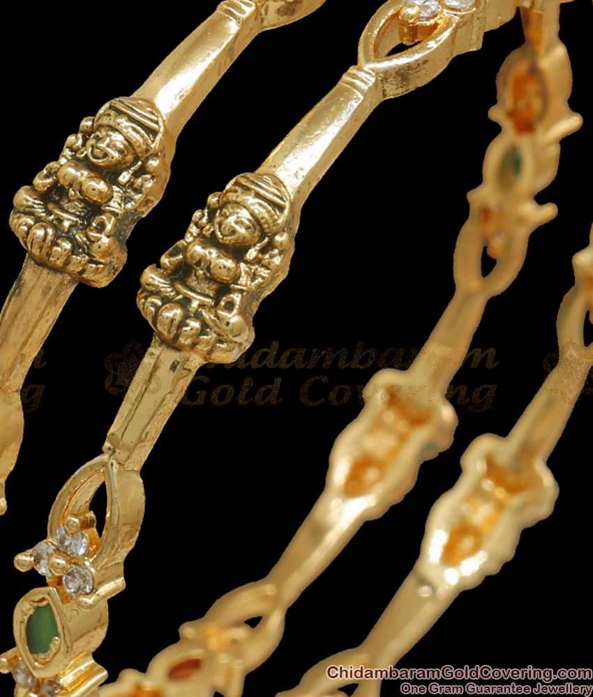 BR2117-2.10 Size Premium Antique Finish Gold Bangles Shop Online