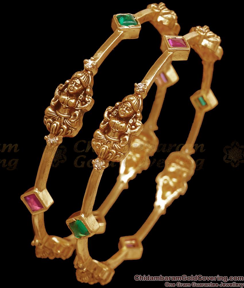 BR2274-2.8 Size Antique Mix Gold Bangles Lakshmi Kemp Stone Jewelry