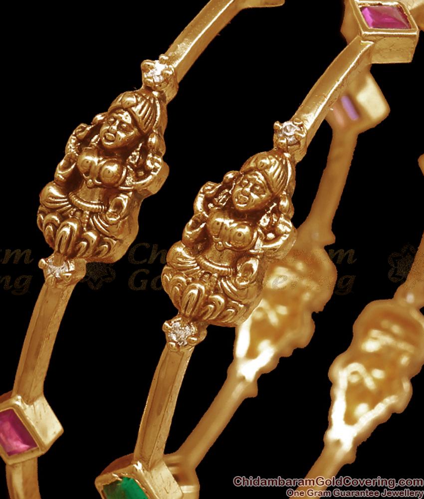 BR2274-2.4 Size Antique Mix Gold Bangles Lakshmi Kemp Stone Jewelry