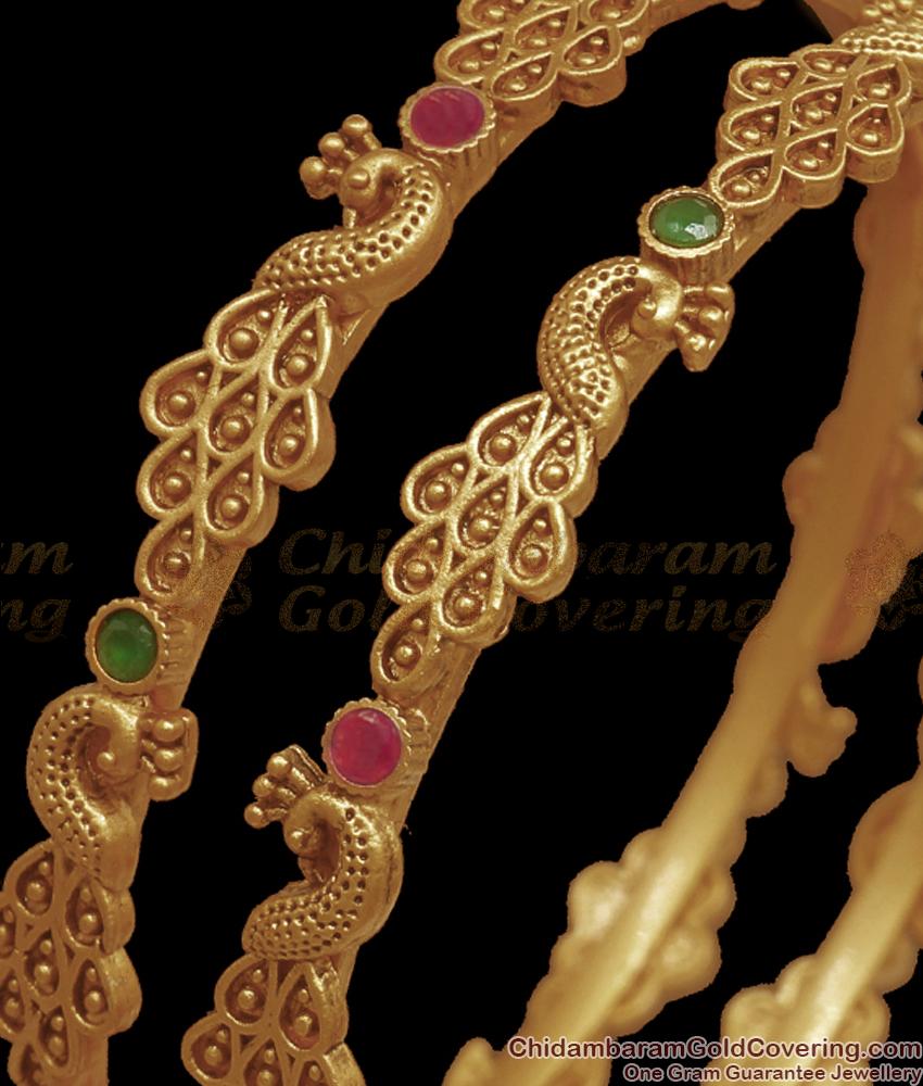 BR2278-2.8 Size Full Matt Pattern Peacock Design Antique Bangles Shop Online