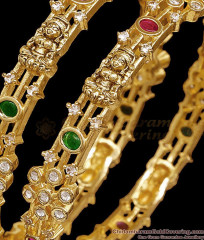 BR2802-2.10 Size Antique Matte Finish Gold Lakshmi Bangle With Stones BR2802-2.10 Size Antique Matte Finish Gold Lakshmi Bangle With Stones