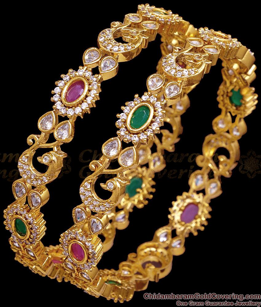 BR2803-2.6 Size Premium Quality Antique Gold Peacock Bangle Temple Wear Jewelry BR2803-2.6 Size Premium Quality Antique Gold Peacock Bangle Temple Wear Jewelry