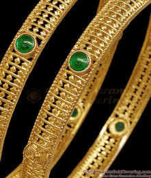 BR2820-2.10 Size Trendy Emerald Stone Antique Gold Bangle Temple Jewelry BR2820-2.10 Size Trendy Emerald Stone Antique Gold Bangle Temple Jewelry