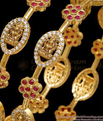 BR2822-2.4 Size Set Of Two Elegant Temple Wear Ruby White Stone Bangle Antique Gold Jewelry BR2822-2.4 Size Set Of Two Elegant Temple Wear Ruby White Stone Bangle Antique Gold Jewelry