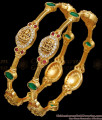 BR2823-2.6 Size Premium Quality Ad Stone Antique Gold Bangle Temple Jewelry