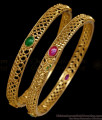 BR2866-2.8 Size Classic Ruby Green Stone Matt Antique Bangle BR2866-2.8 Size Classic Ruby Green Stone Matt Antique Bangle