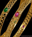 BR2866-2.8 Size Classic Ruby Green Stone Matt Antique Bangle BR2866-2.8 Size Classic Ruby Green Stone Matt Antique Bangle