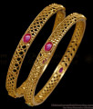 BR2867-2.8 Size Full Ruby Stone Antique Gold Bangle Jewelry BR2867-2.8 Size Full Ruby Stone Antique Gold Bangle Jewelry