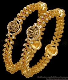 BR2868-2.6 Latest Temple Wear Antique Lakshmi Bangle With Stone