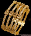 BR2910-2.4 Size Set Of Four Antique Gold Plated Lakshmi Temple CZ Stone Bangles BR2910-2.4 Size Set Of Four Antique Gold Plated Lakshmi Temple CZ Stone Bangles