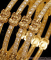BR2910-2.4 Size Set Of Four Antique Gold Plated Lakshmi Temple CZ Stone Bangles BR2910-2.4 Size Set Of Four Antique Gold Plated Lakshmi Temple CZ Stone Bangles