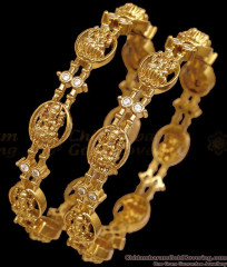 BR2929-2.8 Set Of Two Premium Quality Antique Gold Bangle Lakshmi Design