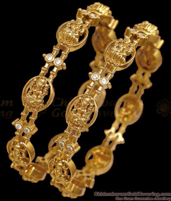 BR2929-2.8 Set Of Two Premium Quality Antique Gold Bangle Lakshmi Design