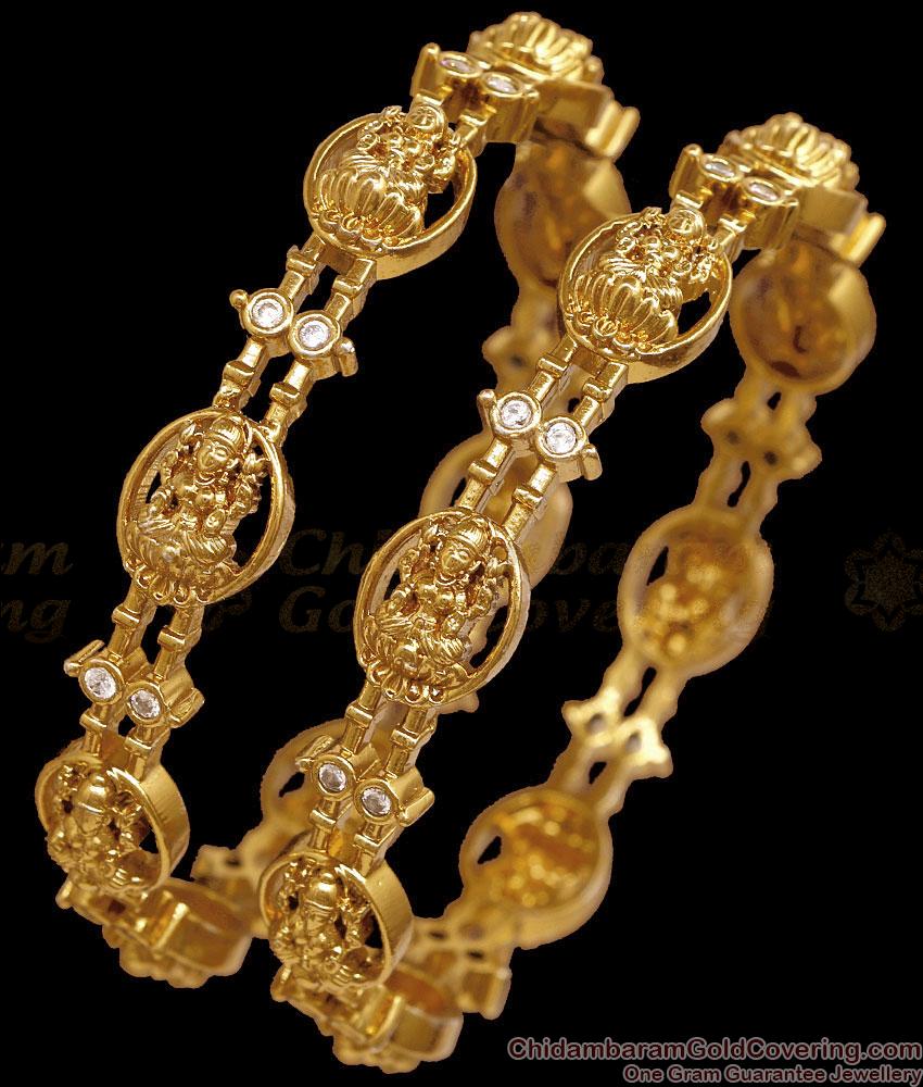BR2929-2.8 Set Of Two Premium Quality Antique Gold Bangle Lakshmi Design