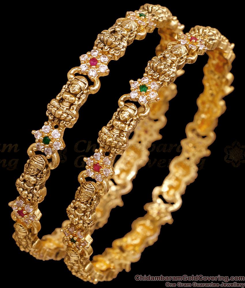 BR2931-2.4 Size High Quality Antique Gold Lakshmi Design Bangle With Stone BR2931-2.4 Size High Quality Antique Gold Lakshmi Design Bangle With Stone