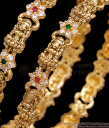BR2931-2.4 Size High Quality Antique Gold Lakshmi Design Bangle With Stone BR2931-2.4 Size High Quality Antique Gold Lakshmi Design Bangle With Stone