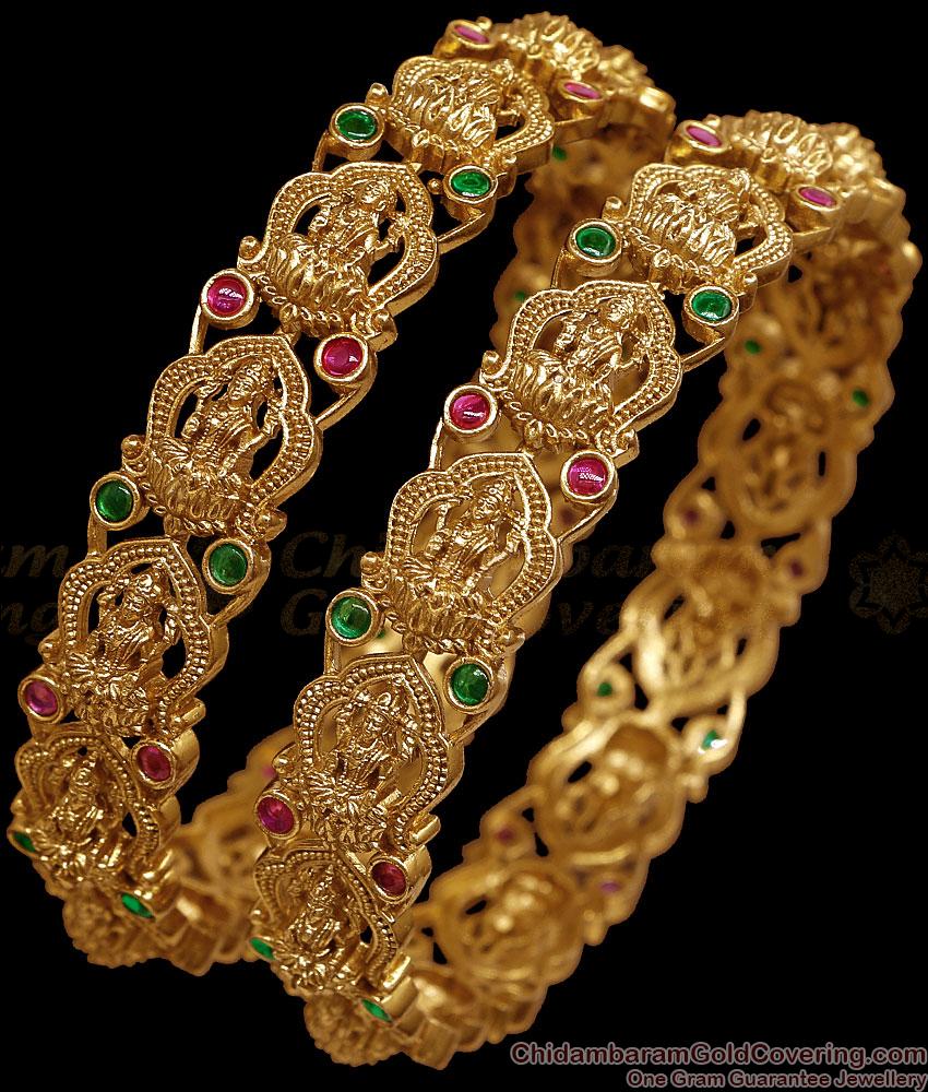 BR2933-2.8 Size Premium Quality Lakshmi Design ANtique Gold Bangle For Wedding BR2933-2.8 Size Premium Quality Lakshmi Design ANtique Gold Bangle For Wedding