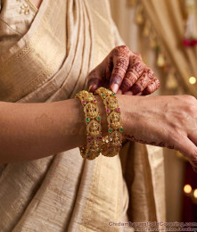 BR2933-2.8 Size Premium Quality Lakshmi Design ANtique Gold Bangle For Wedding