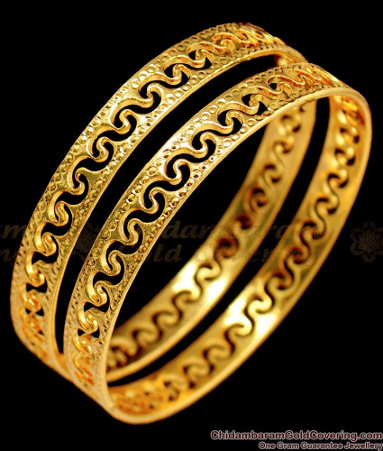 BR1440 2.4 Inter Lock Plain Gold Bangles For Ladies Buy Online