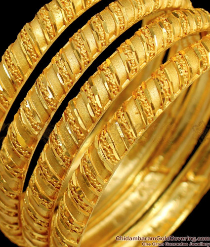 BR1444 2.4 Set Of Four Gold Bangles Traditional Plain Twist Model Real Gold Forming Collection
