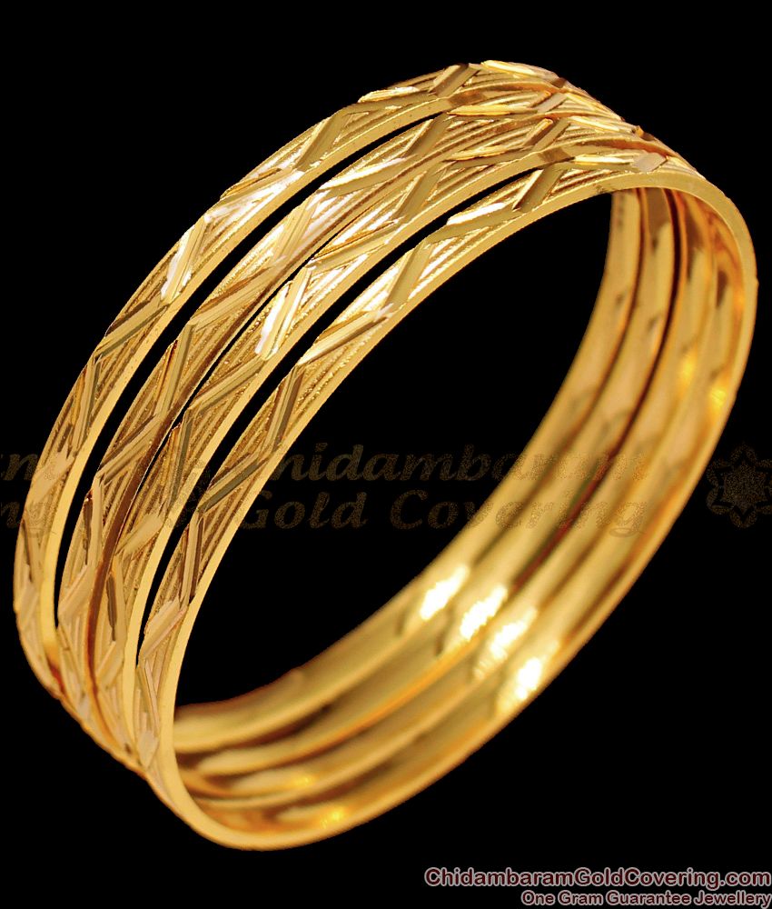 BR1445-2.4 Set of Four South Indian Gold Bangles Design For Womens Rough Use