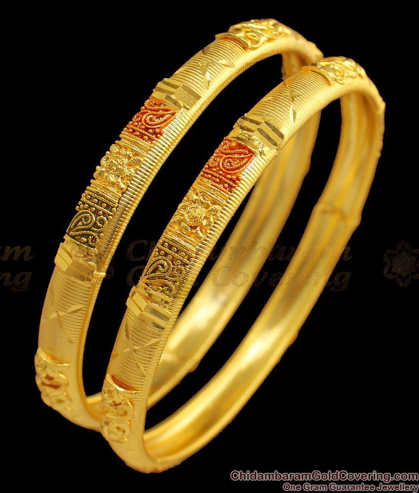 BR1531-2.8 Latest Flower design Gold Bangle For Bridal Wear Forming Collection