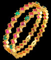 BR1540-2.8 Party Wear Real Kemp Stone Gold Bangles For Women