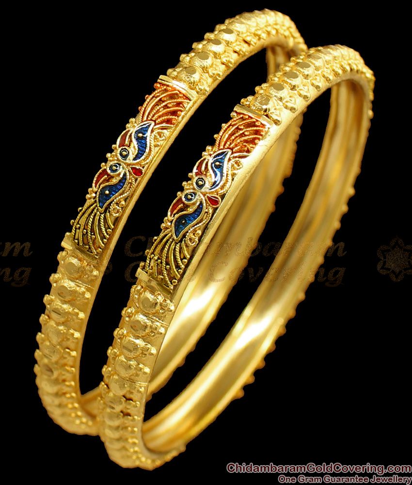 BR1550-2.6  Latest Peacock Design Gold Bangles For Online Shopping 