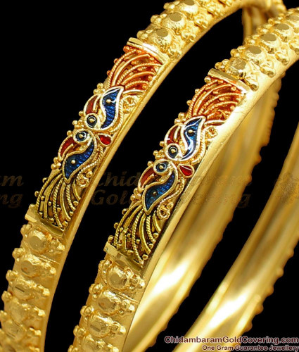 Latest Peacock Design Gold Bangles 